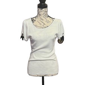 White House Black Market white sweater with black trim size S